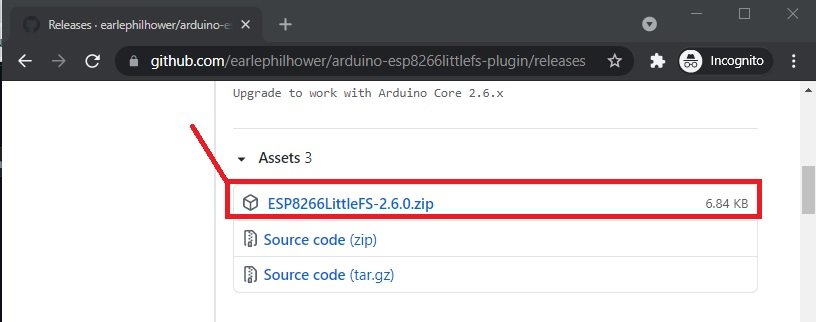 Download ESP8266 File system uploader plugin