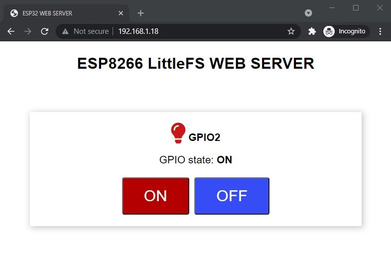 ESP8266 LittleFS web server Arduino demo