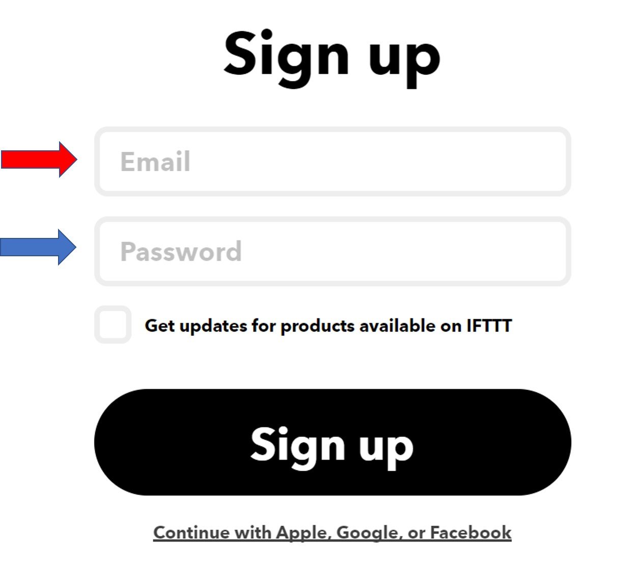 IFTTT sign up page 3