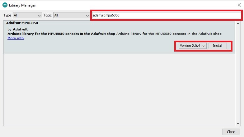 Install MPU-6050 library in Arduino IDE