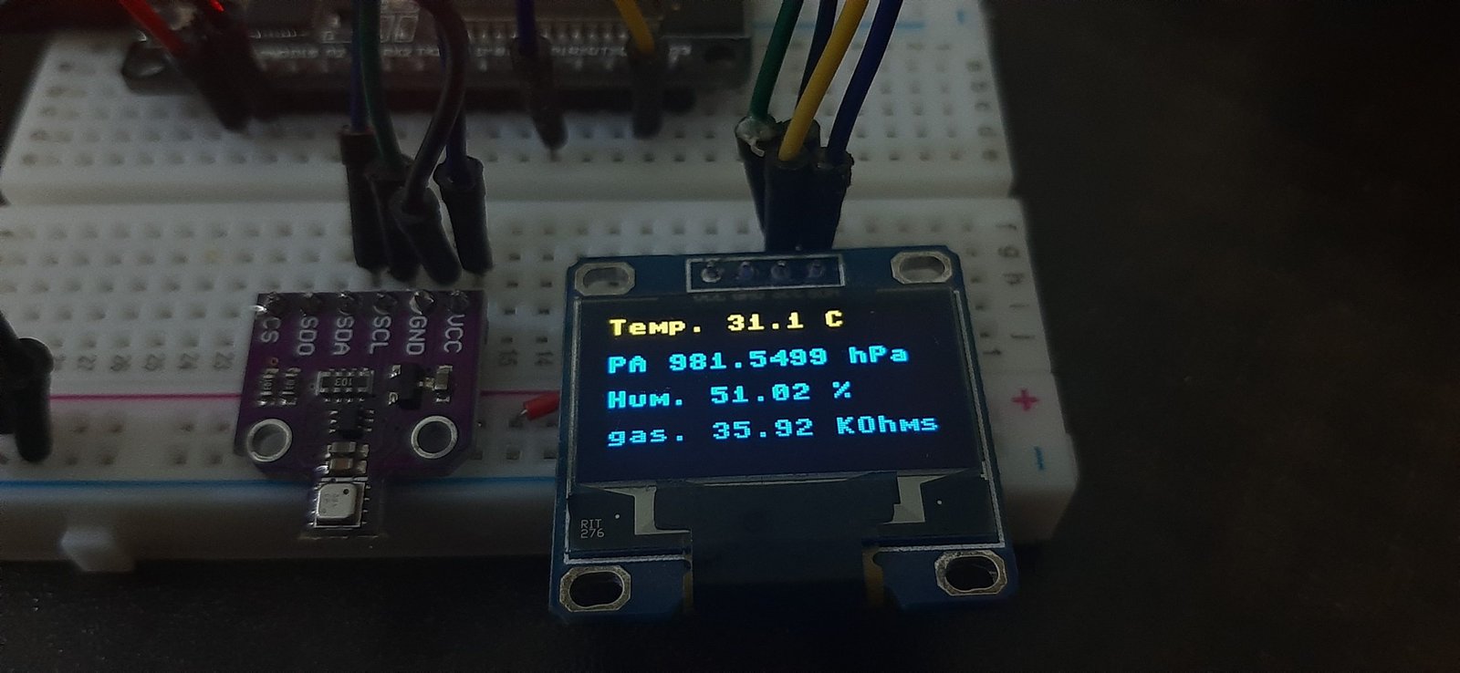 MicroPython Displaying BME680 Sensor values on OLED Display