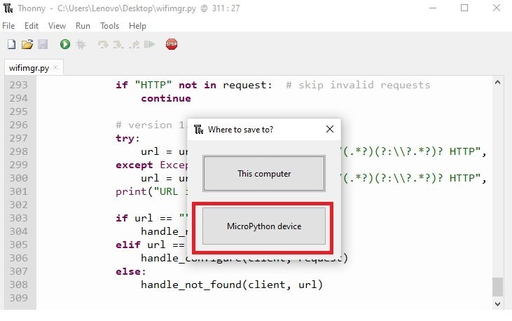 micropython wifi manager library upload thonny IDE 2