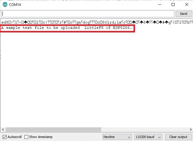 print littlefs file system data on Arduino serial monitor