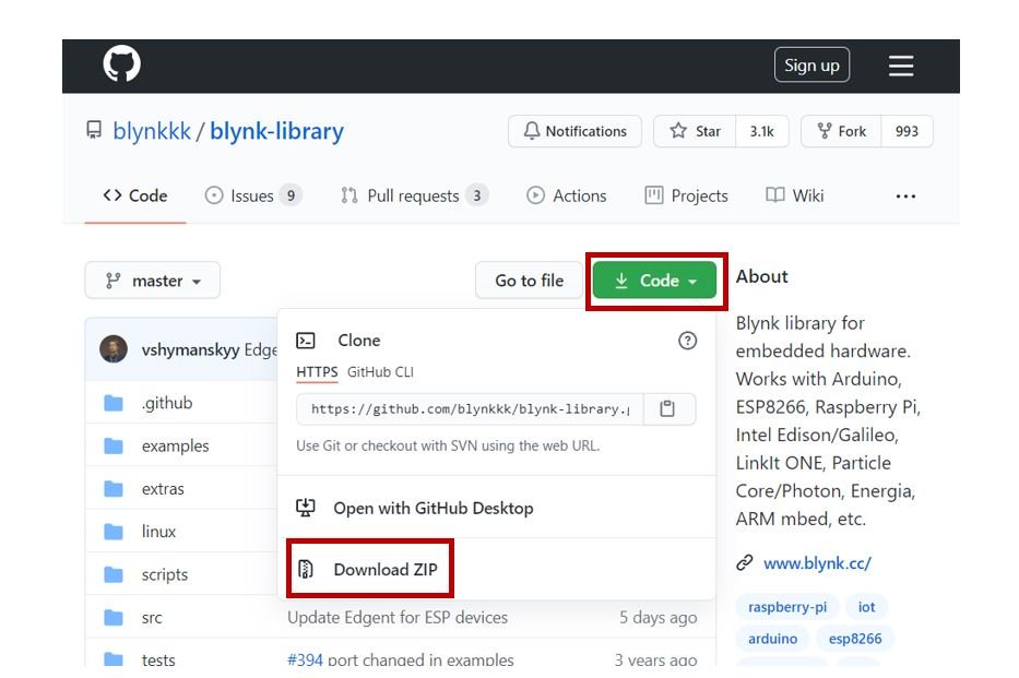 Blynk app library