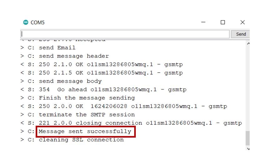 ESP32 email via SMTP server serial monitor demo1