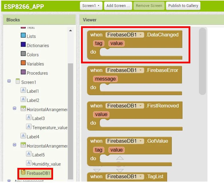 ESP8266 Google Firebase build your own app MIT Inventor 15