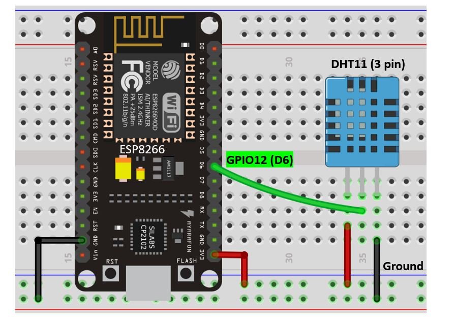 ESP8266 and DHT11 schematic