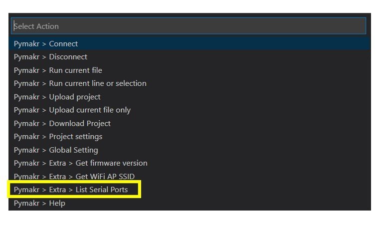 pymakr list serial ports