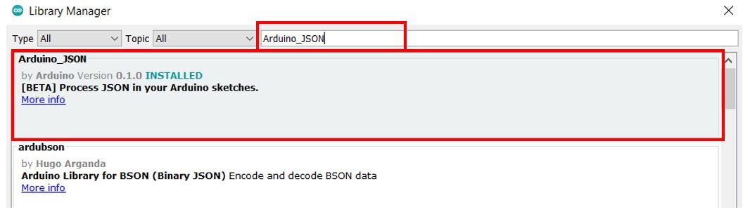 Arduino_Json library by arduino install