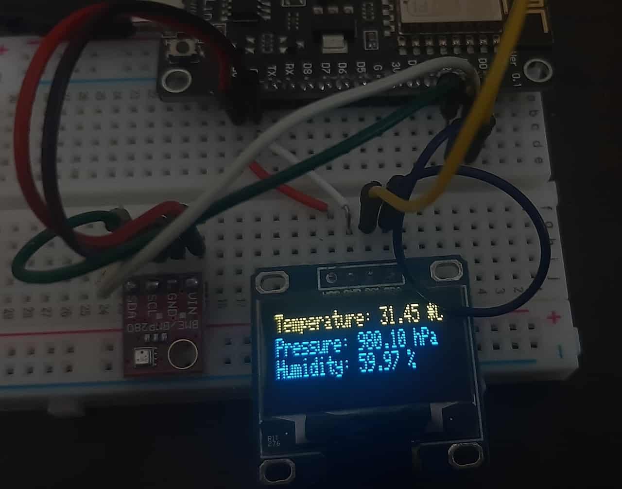 BME280 with ESP8266 NodeMCU Display Values on OLED