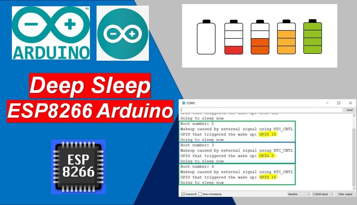 ESP8266 Deep Sleep and Wake Up Sources using Arduino IDE