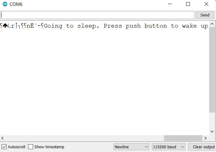 ESP8266 Deep sleep external wake up serial monitor demo