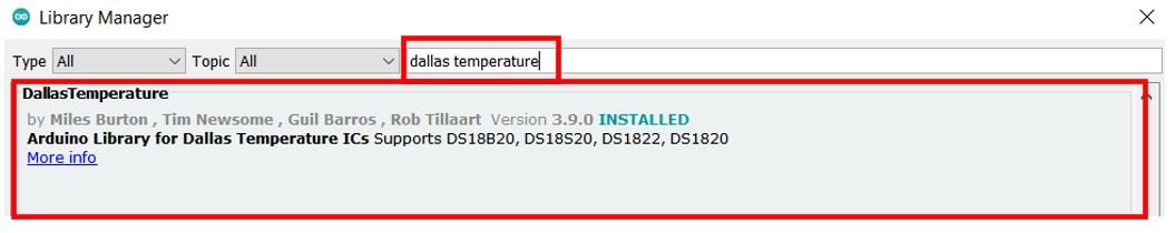 ds18b20 dallas temperature library install