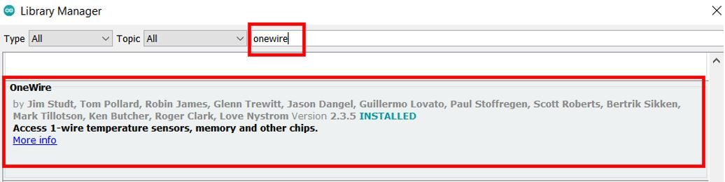 ds18b20 one wire library install