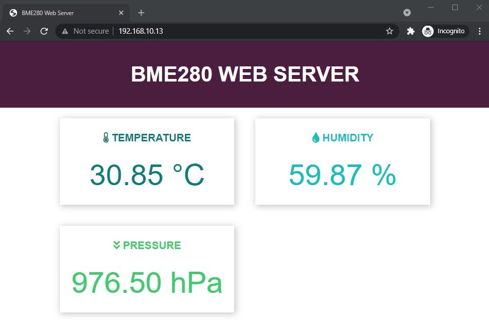 BME280 web server esp32 arduino ide