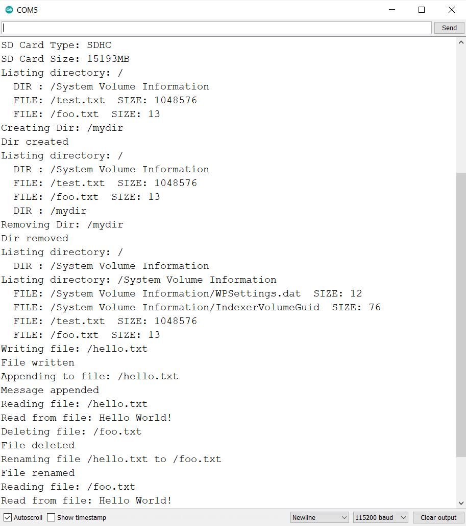 microSD card ESP32 files handling Arduino IDE demo 1