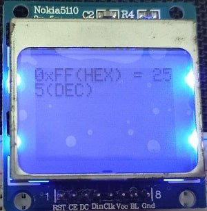 Arduino Nokia 5110 LCD display base of numbers