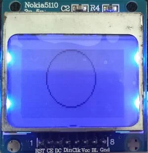 Arduino Nokia 5110 LCD display circle