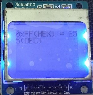 ESP32 Nokia 5110 LCD display base of numbers