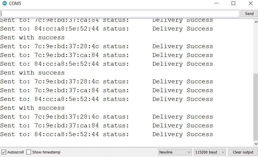 ESP32 sender side serial monitor demo