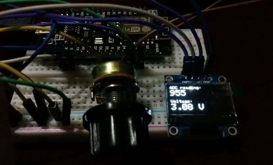 ESP8266 NodeMCU ADC display voltage readings on OLED demo