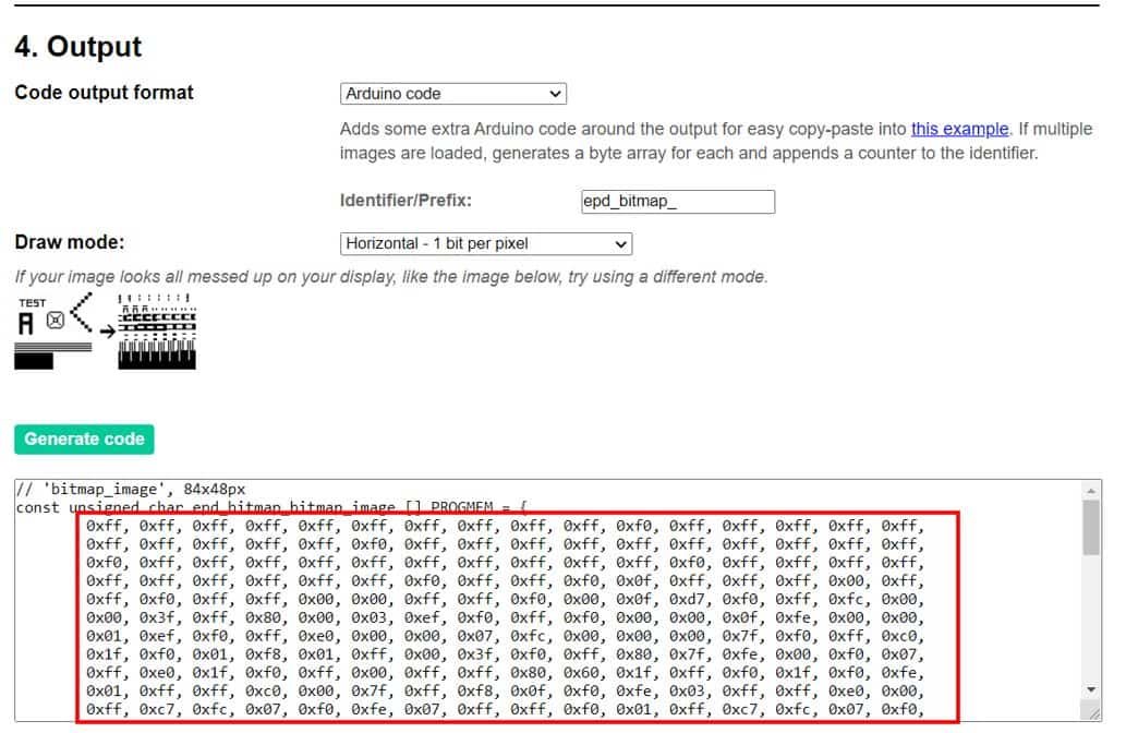 bitmap image to array