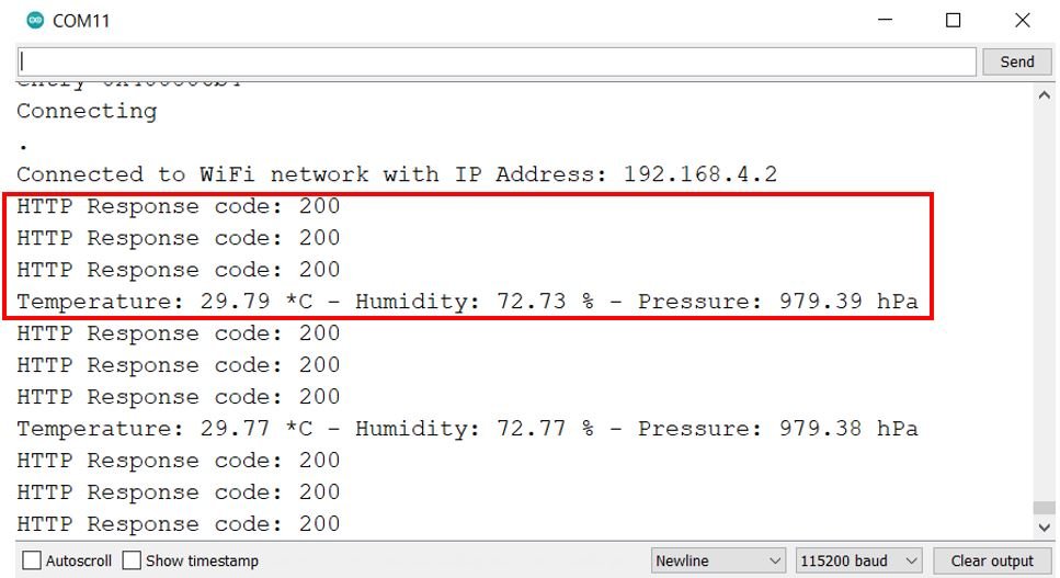 client-server communication demo client serial monitor