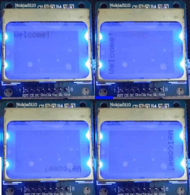 displaying rotating text nokia 5110 LCD Arduino