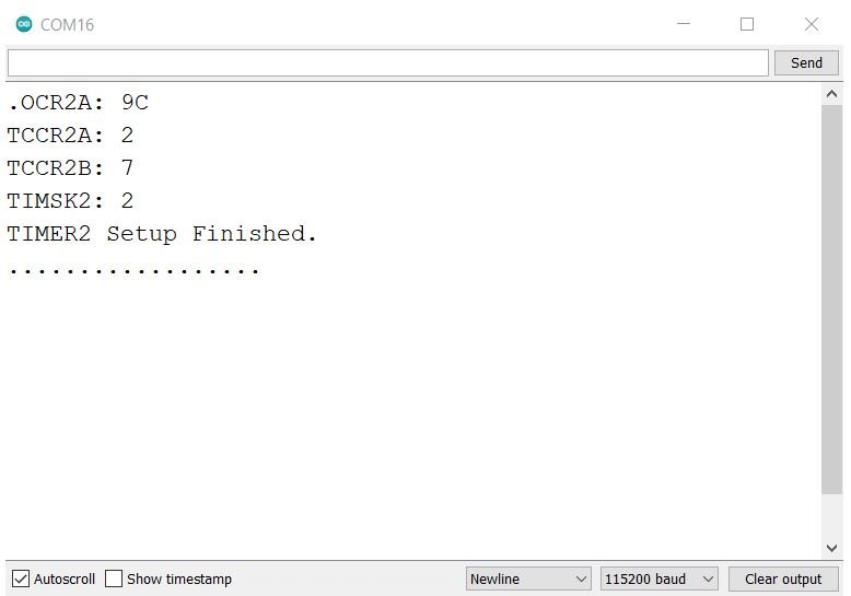 Arduino Timer2 serial monitor demo