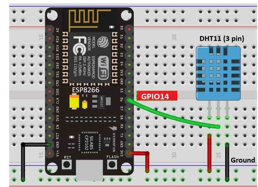 DHT11 interfacing with ESP8266 NodeMCU