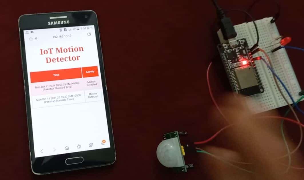 ESP32 IoT Motion detection web server and email altert