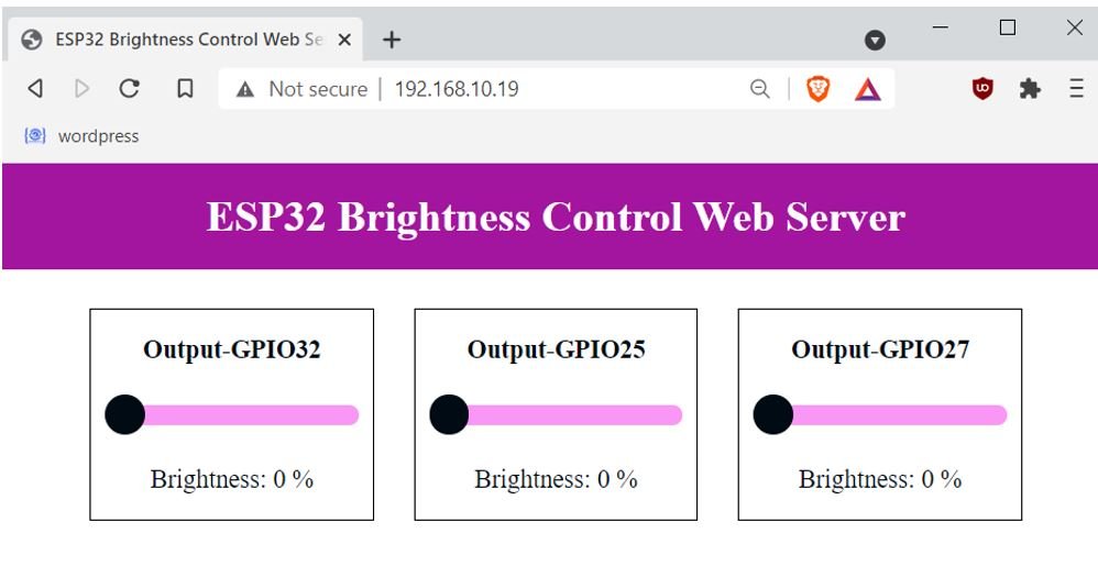 ESP32 multiple sliders PWM web server