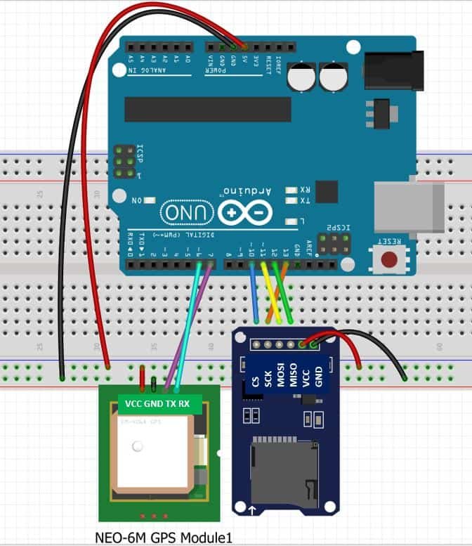 GPS Data Logger with Arduino and Micro SD Card Schematic diagram