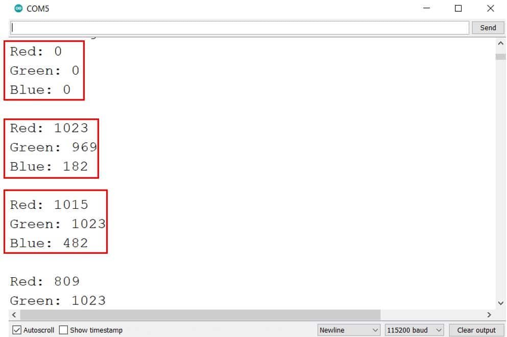 ESP32 RGB LED web server output on Arduino serial monitor