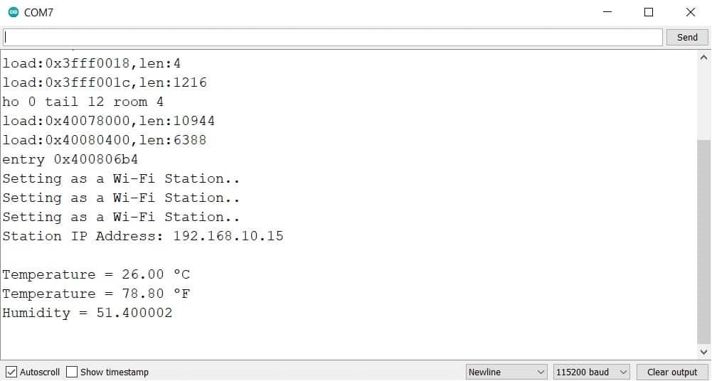 ESP8266 DHT Web server IP address