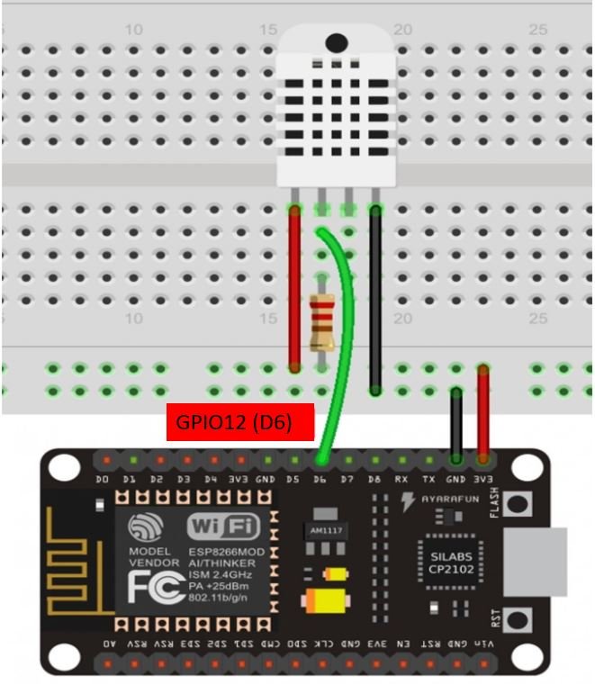 ESP8266 with DHT22 connection diagram