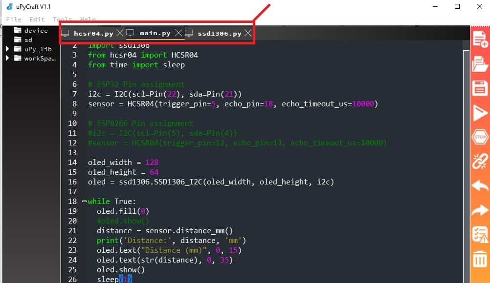 HCSR-04 ESP32 ESP8266 MicroPyhton oled