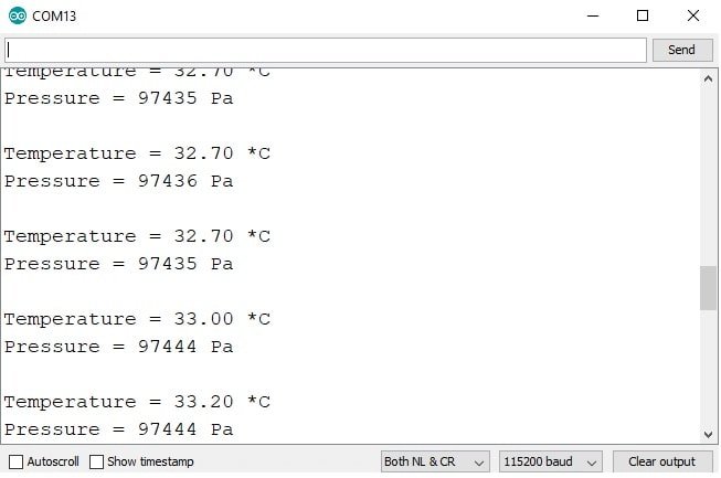 BMP180 with ESP32 Arduino IDE display readings on serial monitor