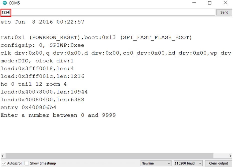 ESP32 with 74HC595 and 4 digit 7 segment demo serial monitor