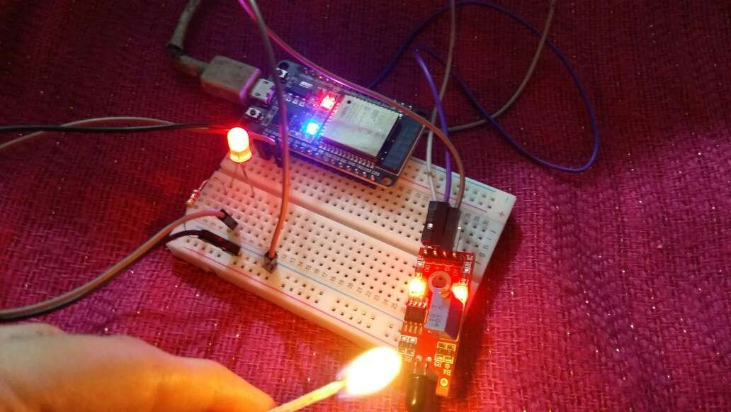IoT Based Fire Detection using ESP32 and Flame Sensor with Email Alert