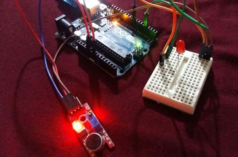 Microphone Sound Sensor with Arduino and LED hardware