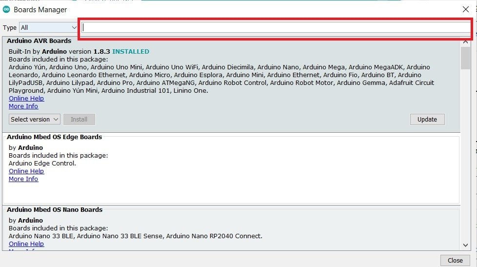 board manager arduino ide