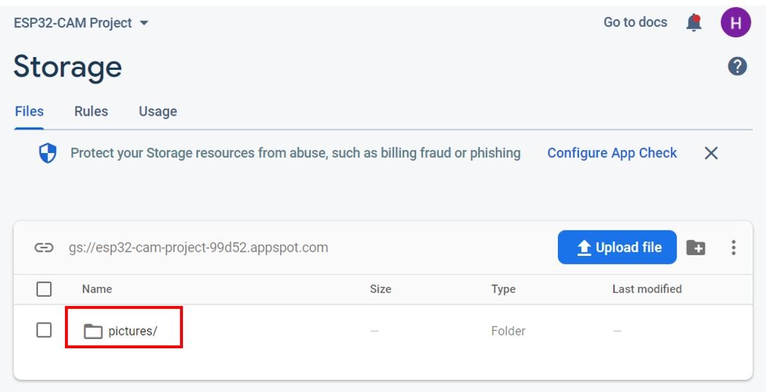 ESP32-CAM firebase storage project demo 1