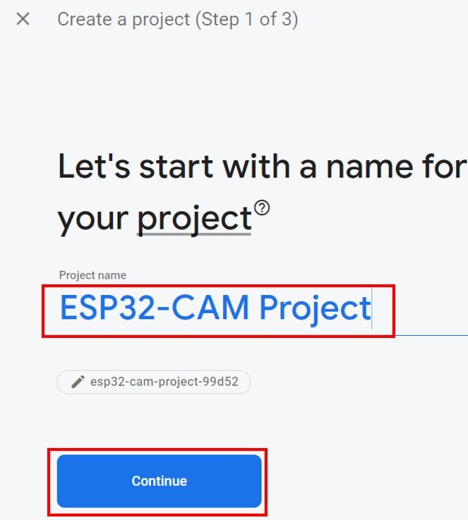 ESP32-CAM firebase storage project setting up 1