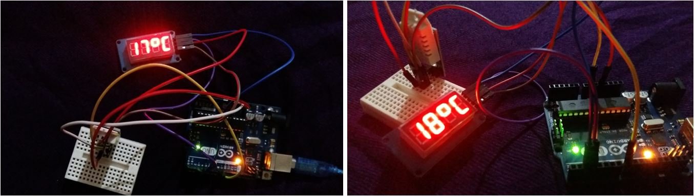 TM1637 4 Digit 7 Segment Display Module with arduino and DHT22 demo