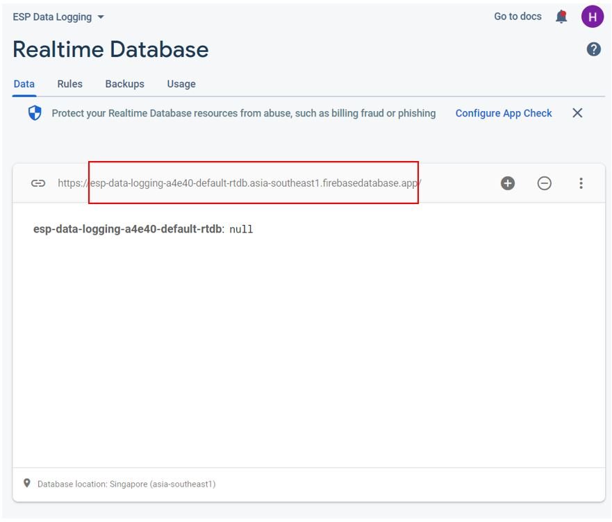 ESP32 Firebase Realtime Data Logging Project setting up 12