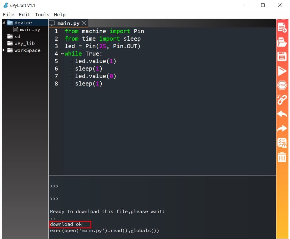 Getting started with Raspberry Pi Pico in uPyCraft IDE LED blink 2