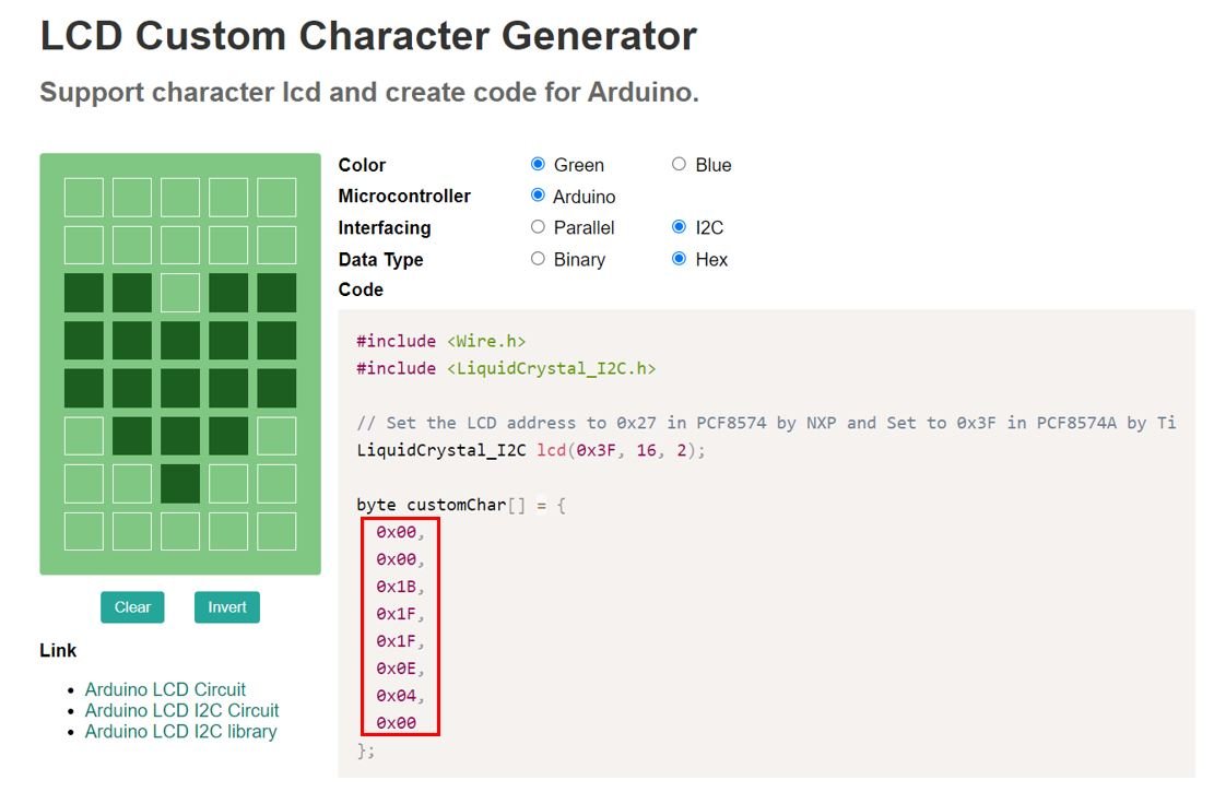 LCD Custom Character Generator for heart icon