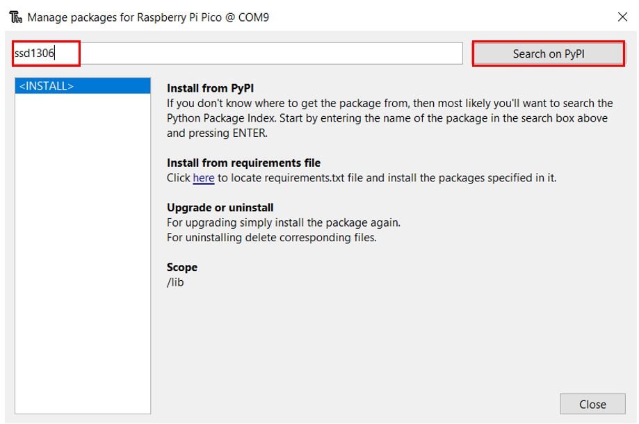 Raspberry Pi Pico Installing ssd1306 OLED library MicoPython 2