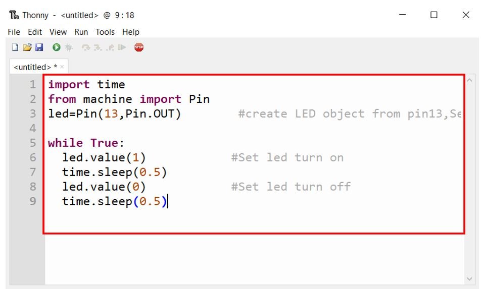 Raspberry Pi Pico LED Blink in Thonny 1